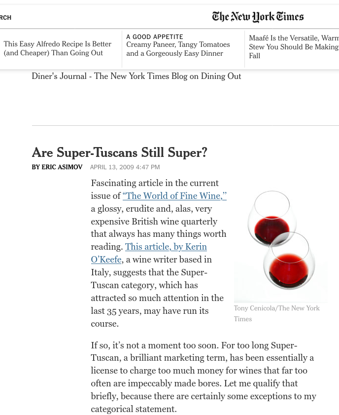 Rebels without a cause? The demise of Super-Tuscans - Kerin O'Keefe #KOwine